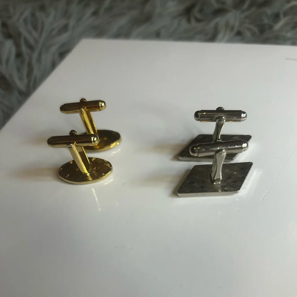 Set of Vintage Silver Tone and Gold Tone Cufflinks